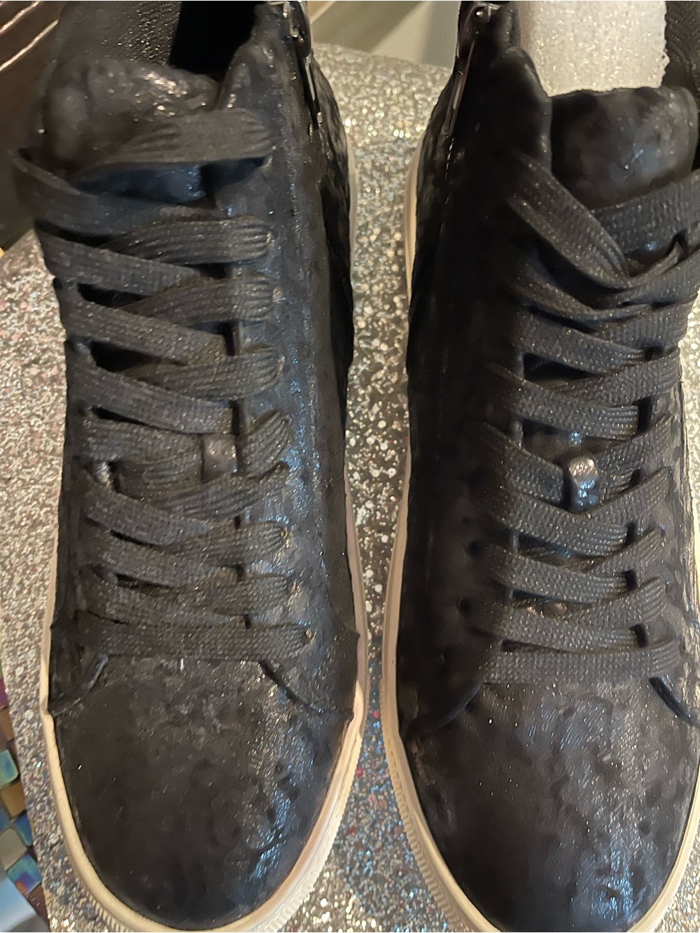 Corkys Black High-Top Sneakers with Cream Sole